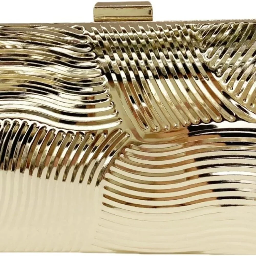 Acrylic Clutch Bag Women Metallic Stripes Evening Fashion Handbag